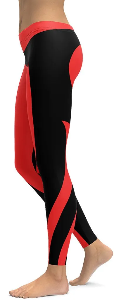 Black & Red Heart Shaped Leggings