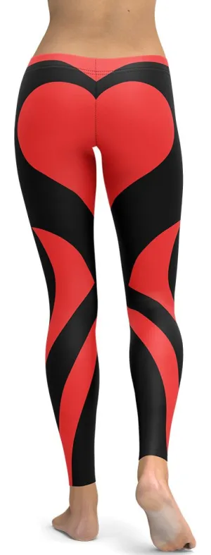 Black & Red Heart Shaped Leggings