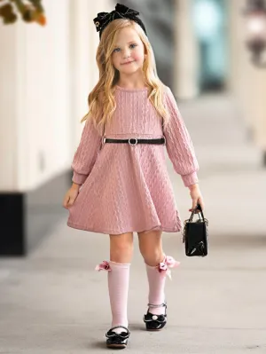 Blush Elegance Belt and Sweater Dress