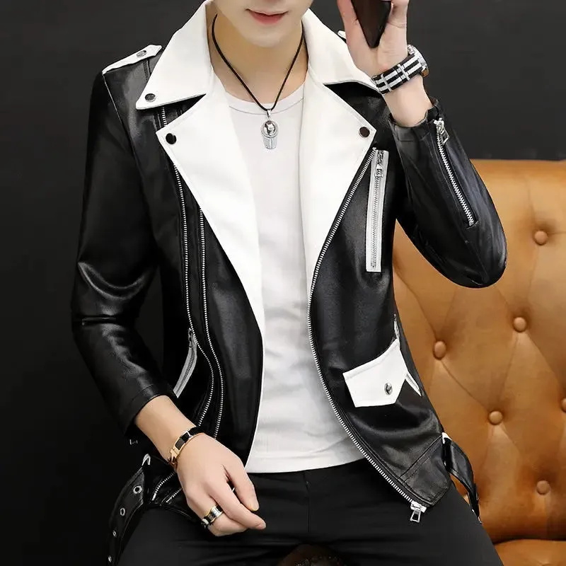 Bonsir Male Leather Blazer Thin Trendy 2024 Slim Fit Coat Fashion Single Models Fashionable Gentleman Spring Clothes Men's Suit Jackets