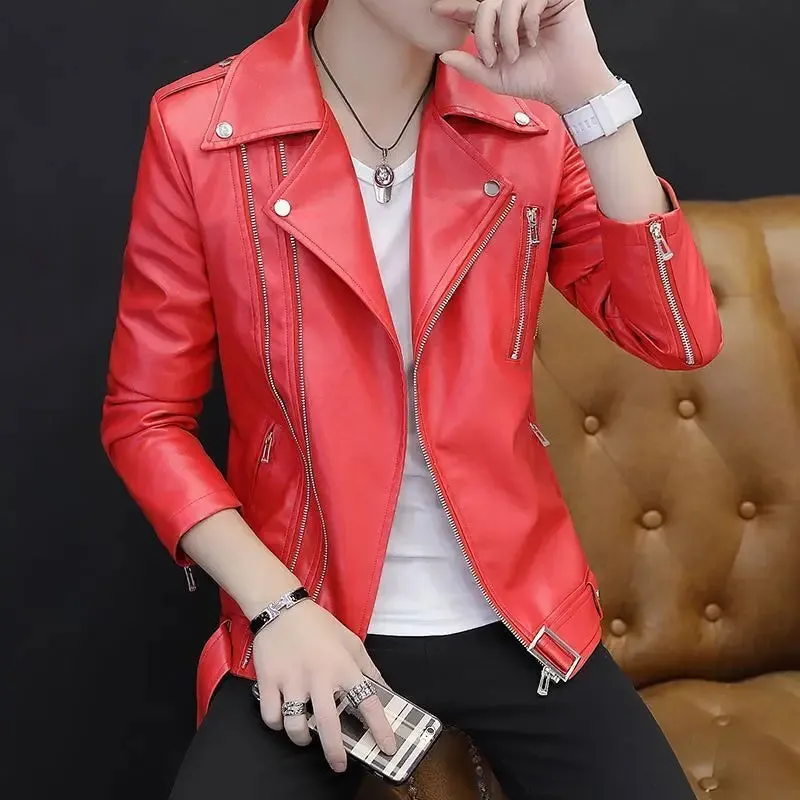 Bonsir Male Leather Blazer Thin Trendy 2024 Slim Fit Coat Fashion Single Models Fashionable Gentleman Spring Clothes Men's Suit Jackets