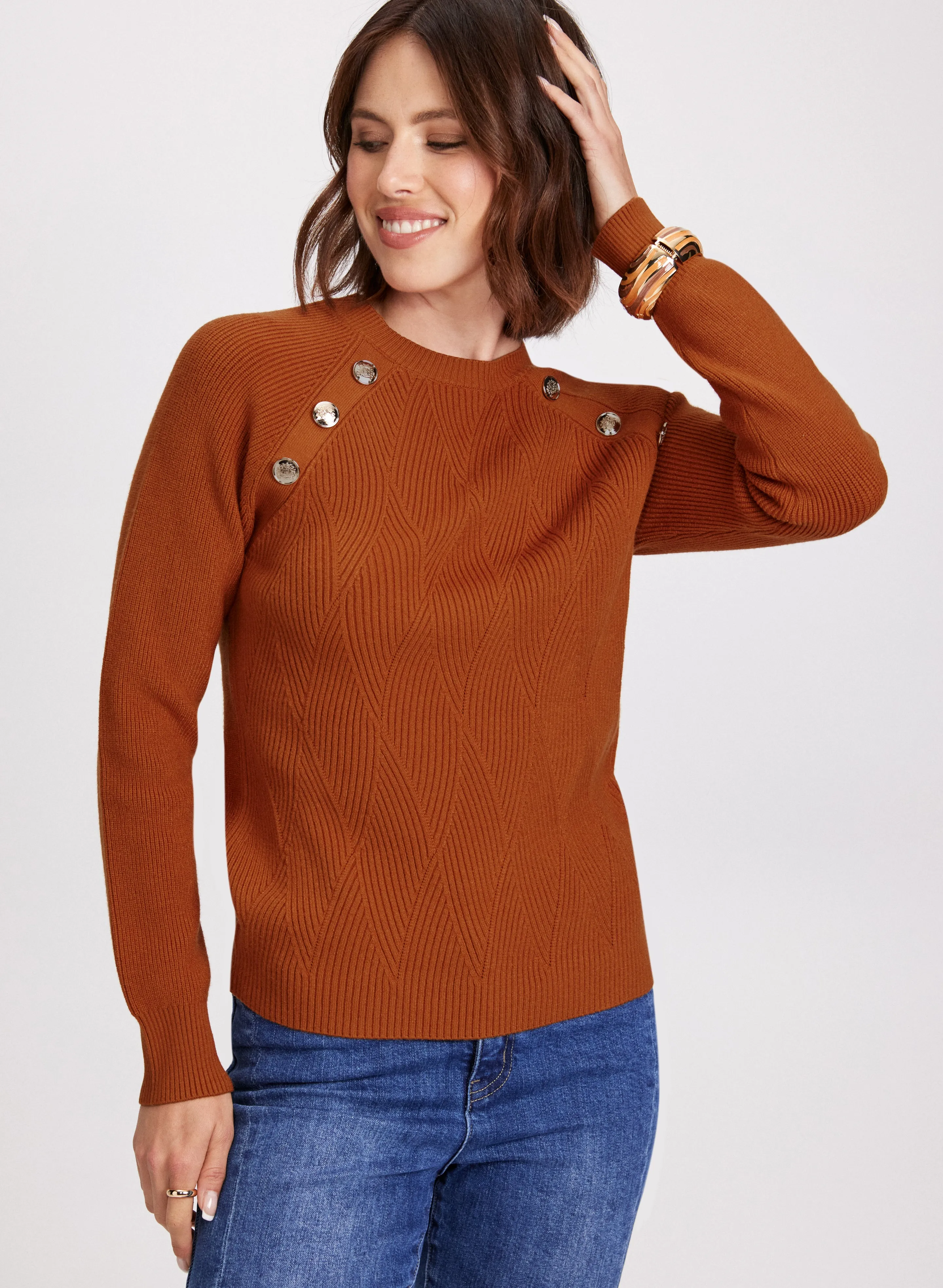 Button Detail Long Sleeve Sweater