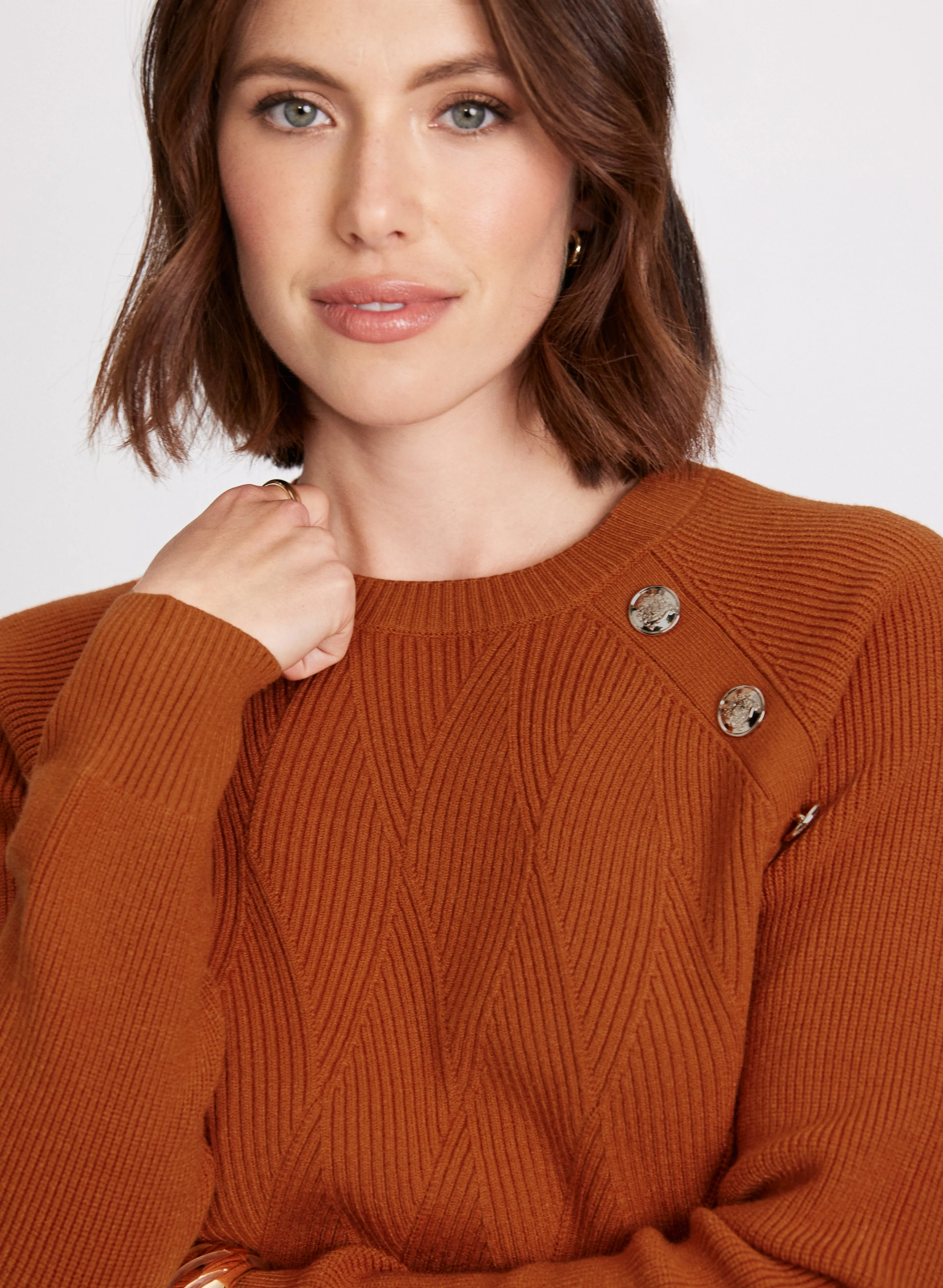 Button Detail Long Sleeve Sweater