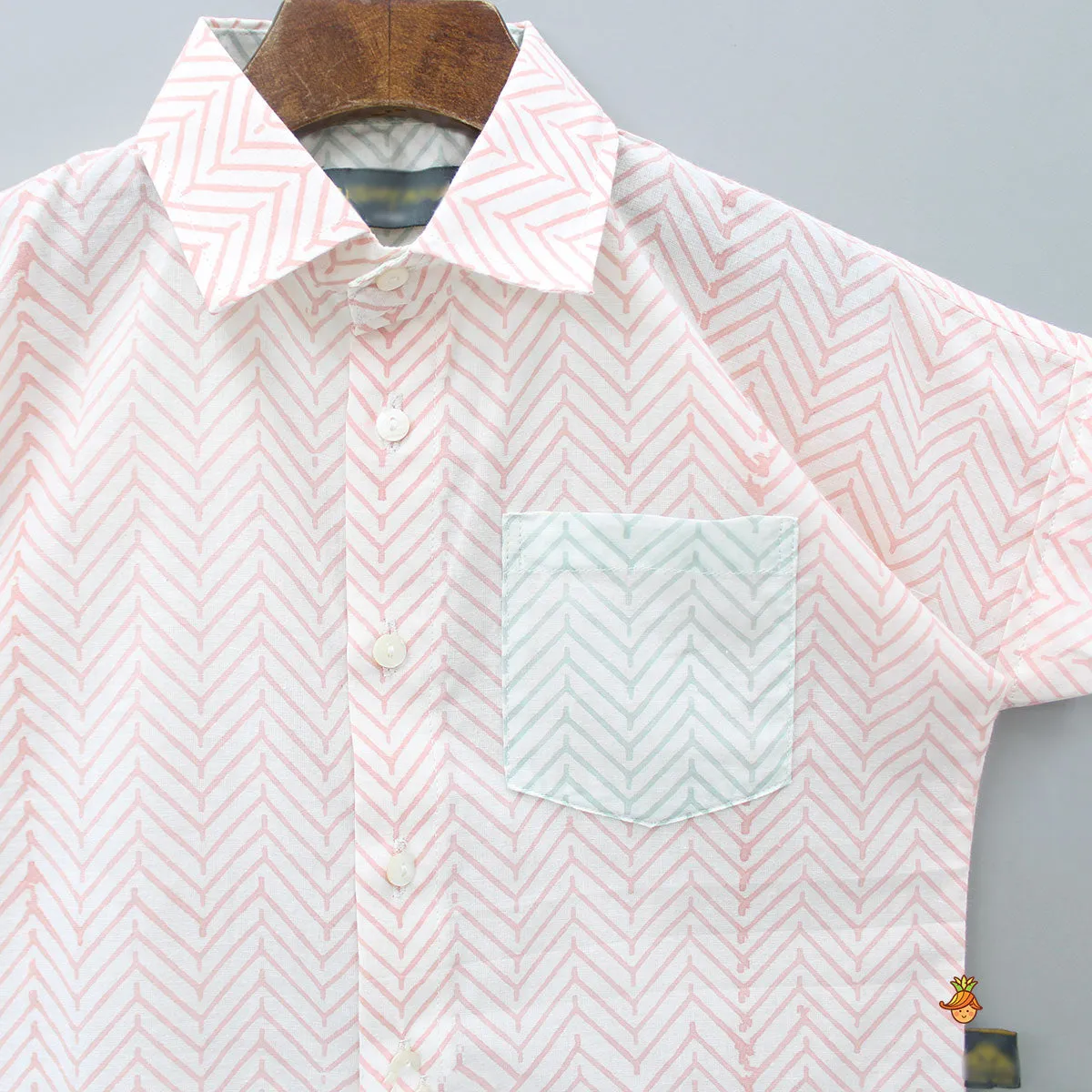 Chevron Printed Peach Shirt