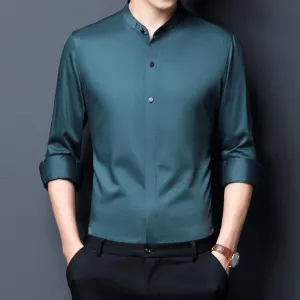 Clapton Satin Mandarin Collar Shirt For Men