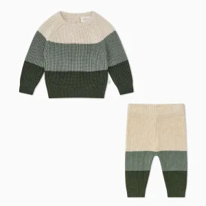 Colorblock Sweater & Knitted Leggings Outfit