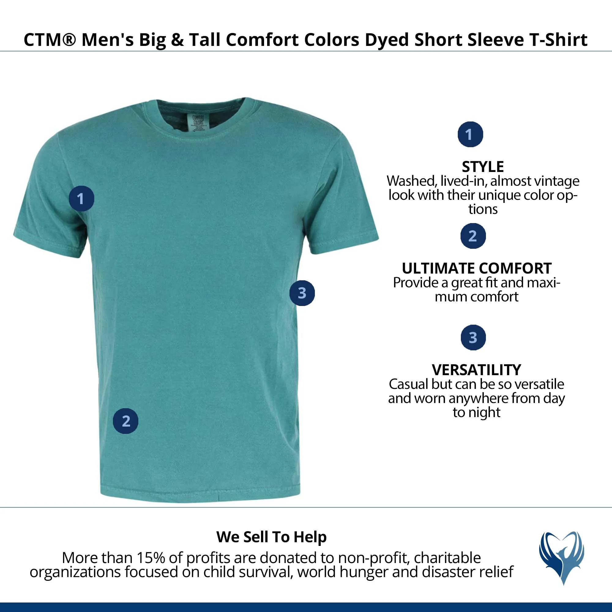 CTM® Men's Big & Tall Comfort Colors Dyed Short Sleeve T-Shirt