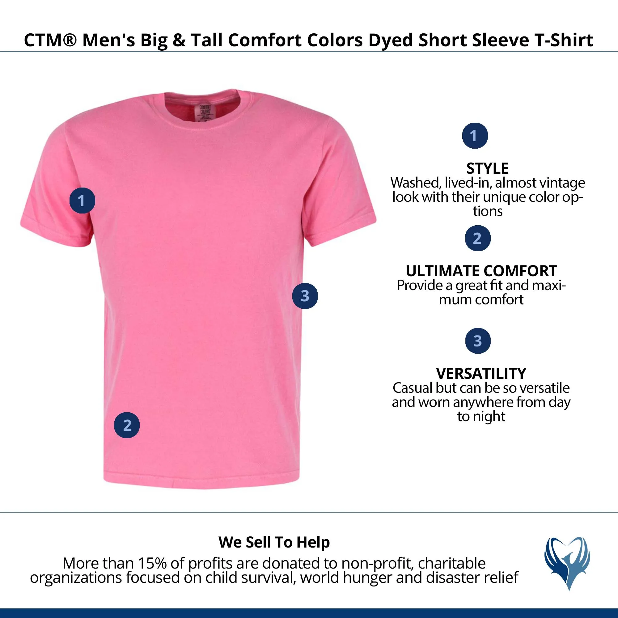 CTM® Men's Big & Tall Comfort Colors Dyed Short Sleeve T-Shirt