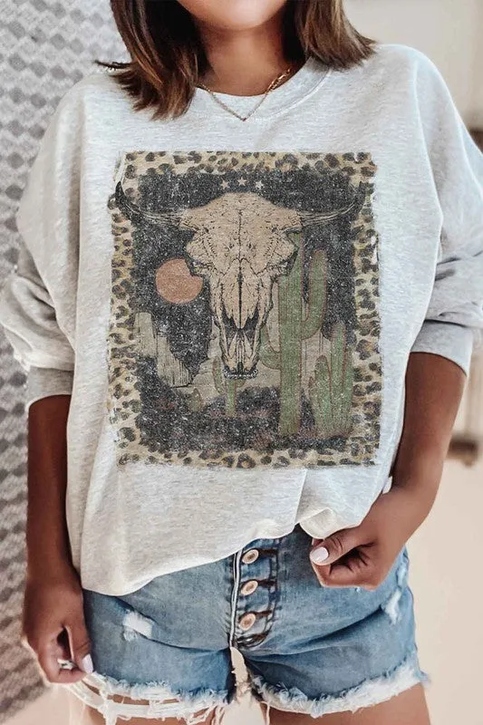 DESERT CATTLE WESTERN PLUS SIZE SWEATSHIRT