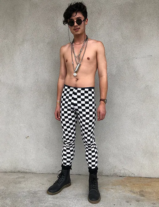 DOOF MEGGINGS - BLACK & WHITE CHECKERBOARD