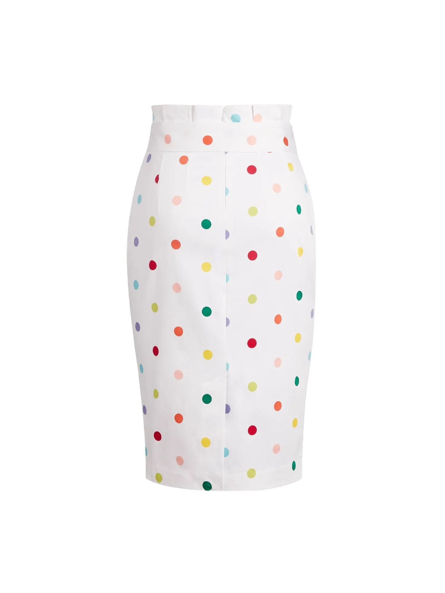 Dot-Print Paperbag-Waist Pencil Skirt - 7th Avenue