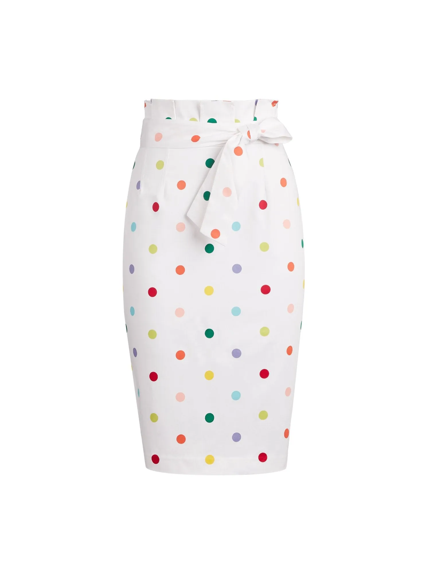 Dot-Print Paperbag-Waist Pencil Skirt - 7th Avenue