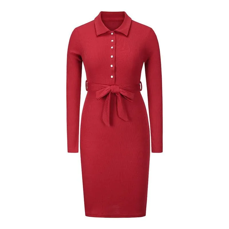 DressBetty - Fashion Women Dress  Long Sleeve Midi Dress