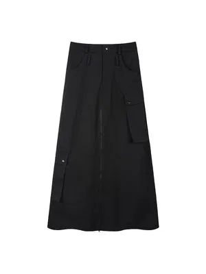 EIGHTHMONTH women's black work half skirt autumn new niche chic long skirt