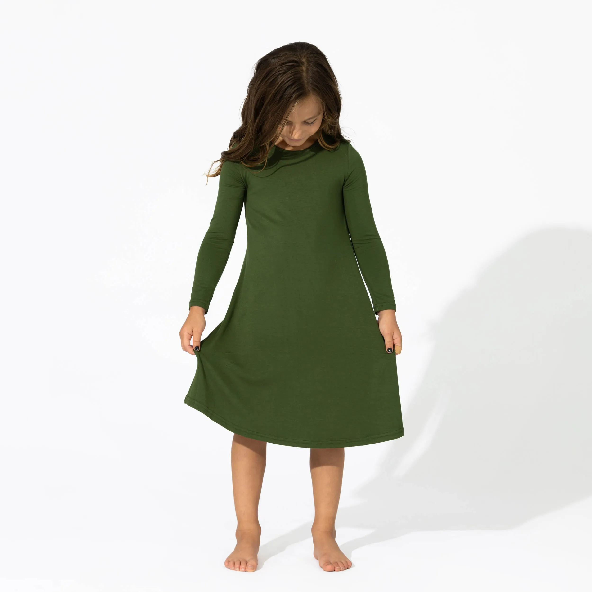 Evergreen Bamboo Girls' Long Sleeve Dress