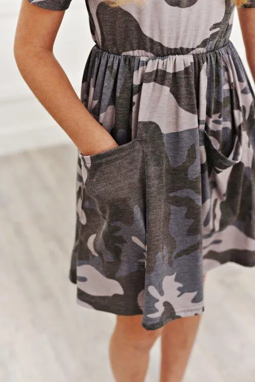 Faded Camo Twirl Dress