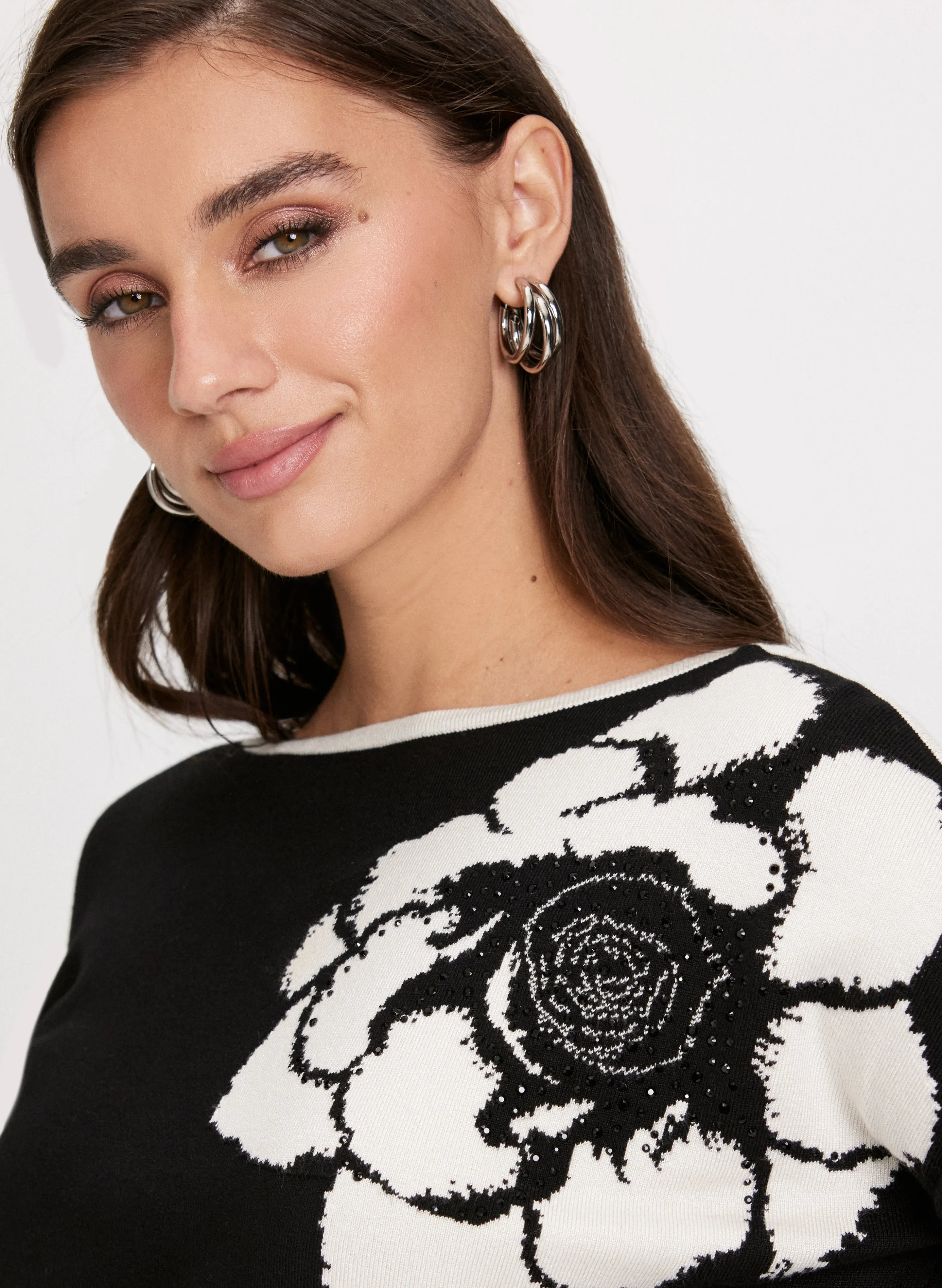 Floral Detail Dolman Sleeve Sweater