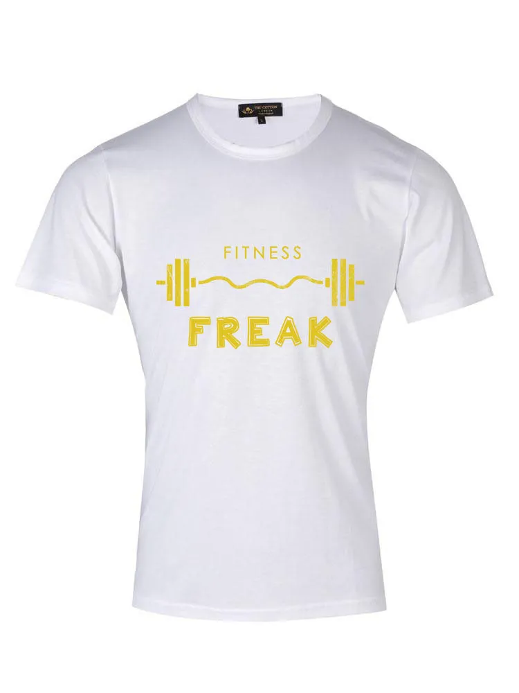 'Freak' Text White Gym T-Shirt