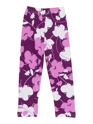 Girls Purple Flower Print Stretchy Ice Silk Leggings 9M-8