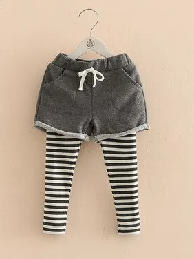 Girls Striped Short Leggings