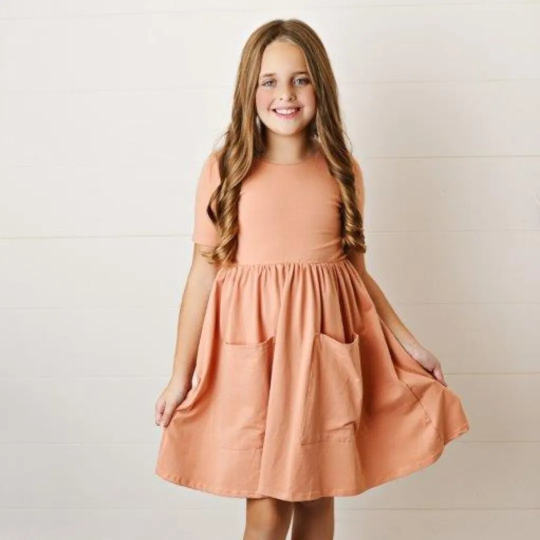 Golden Apricot Twirl Dress