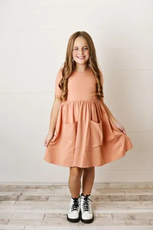 Golden Apricot Twirl Dress