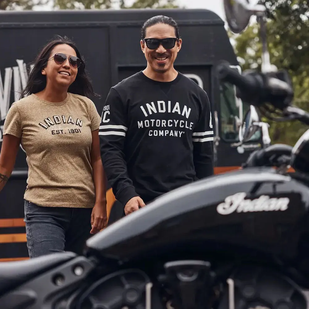 Indian Motorcycle Womens EST 1901 Shadow Block T-Shirt Tee Brown