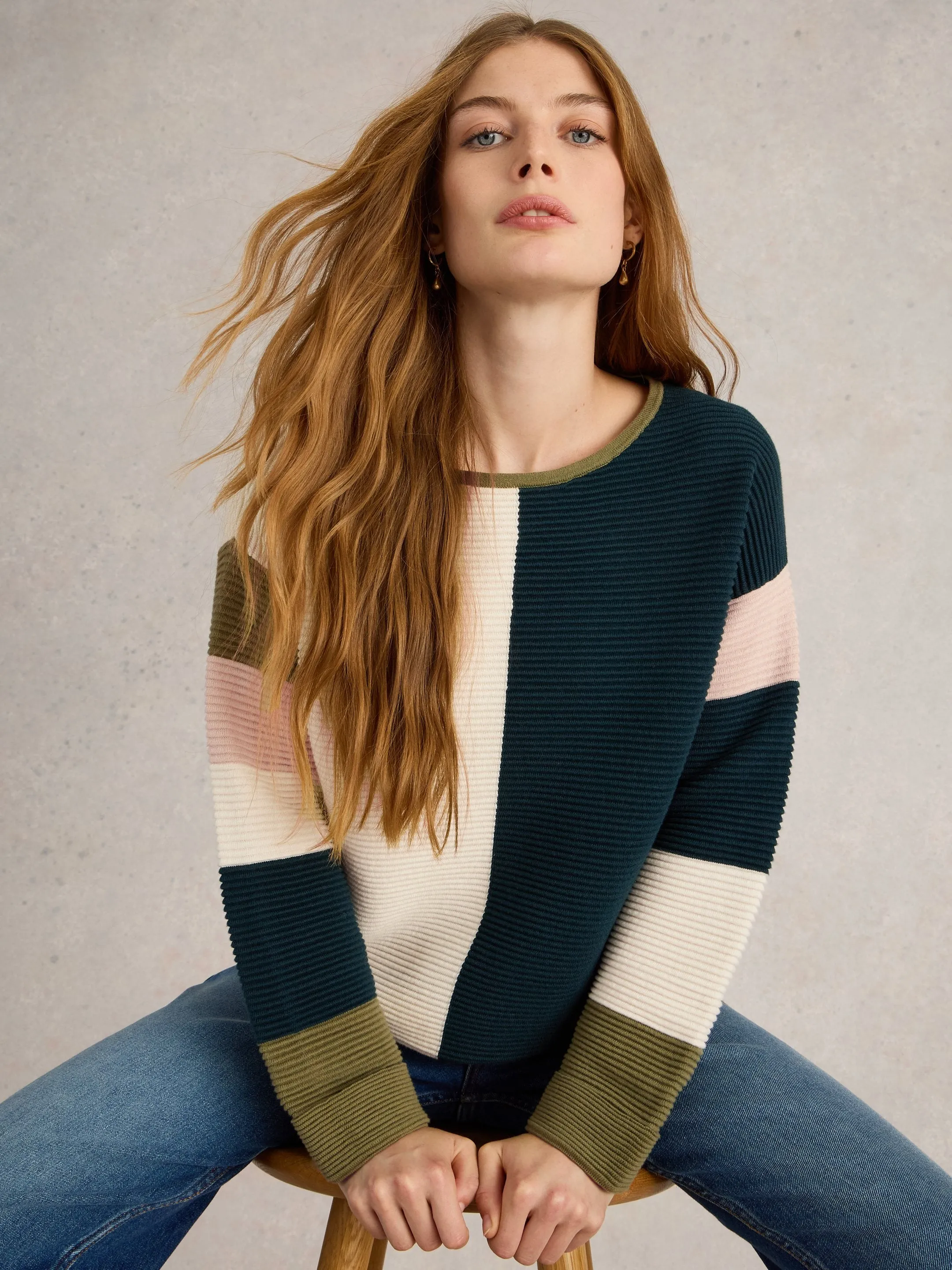 Jana Colourblock Jumper - Natural Multi