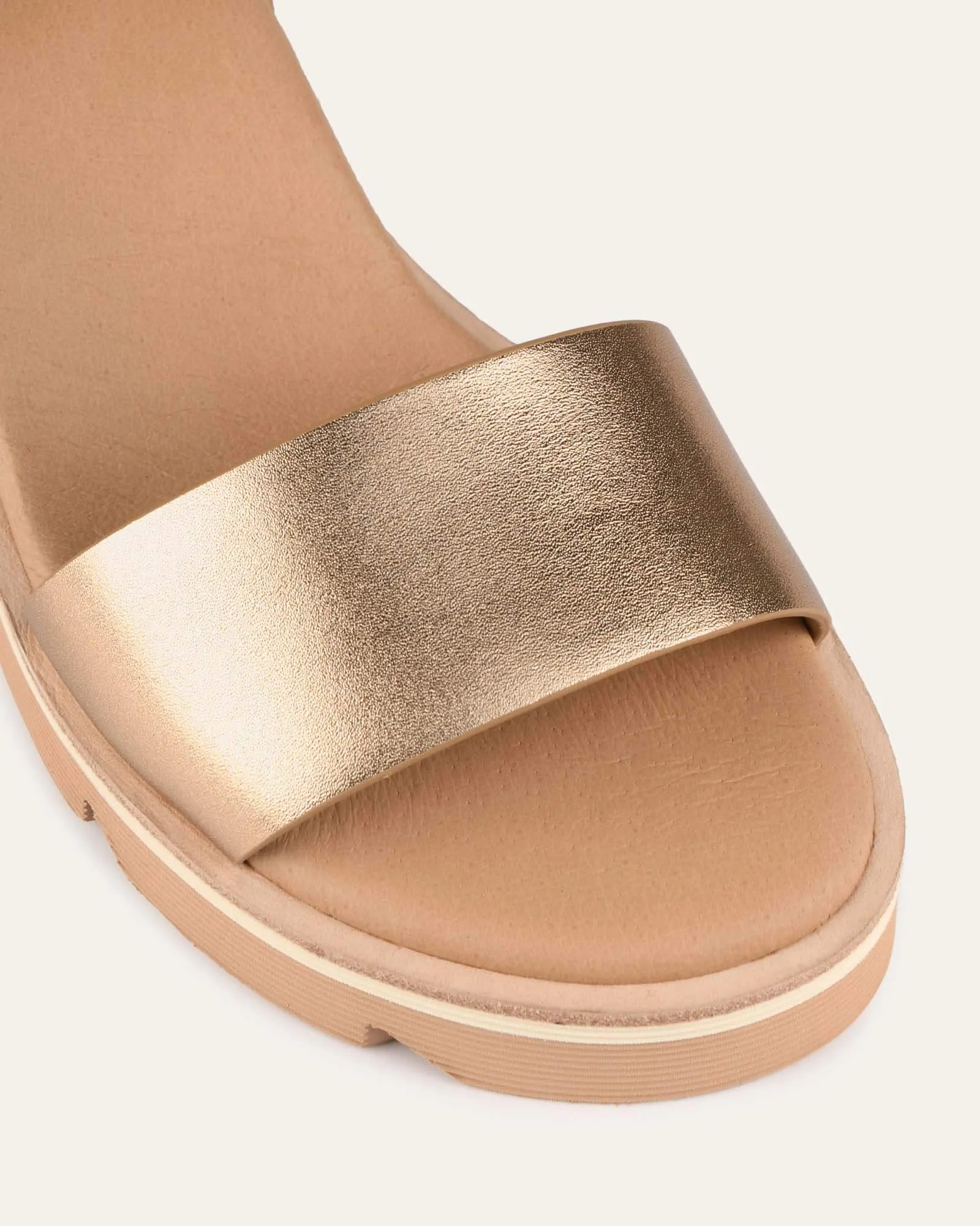 KATIE MID HEEL WEDGE SANDALS GOLD LEATHER