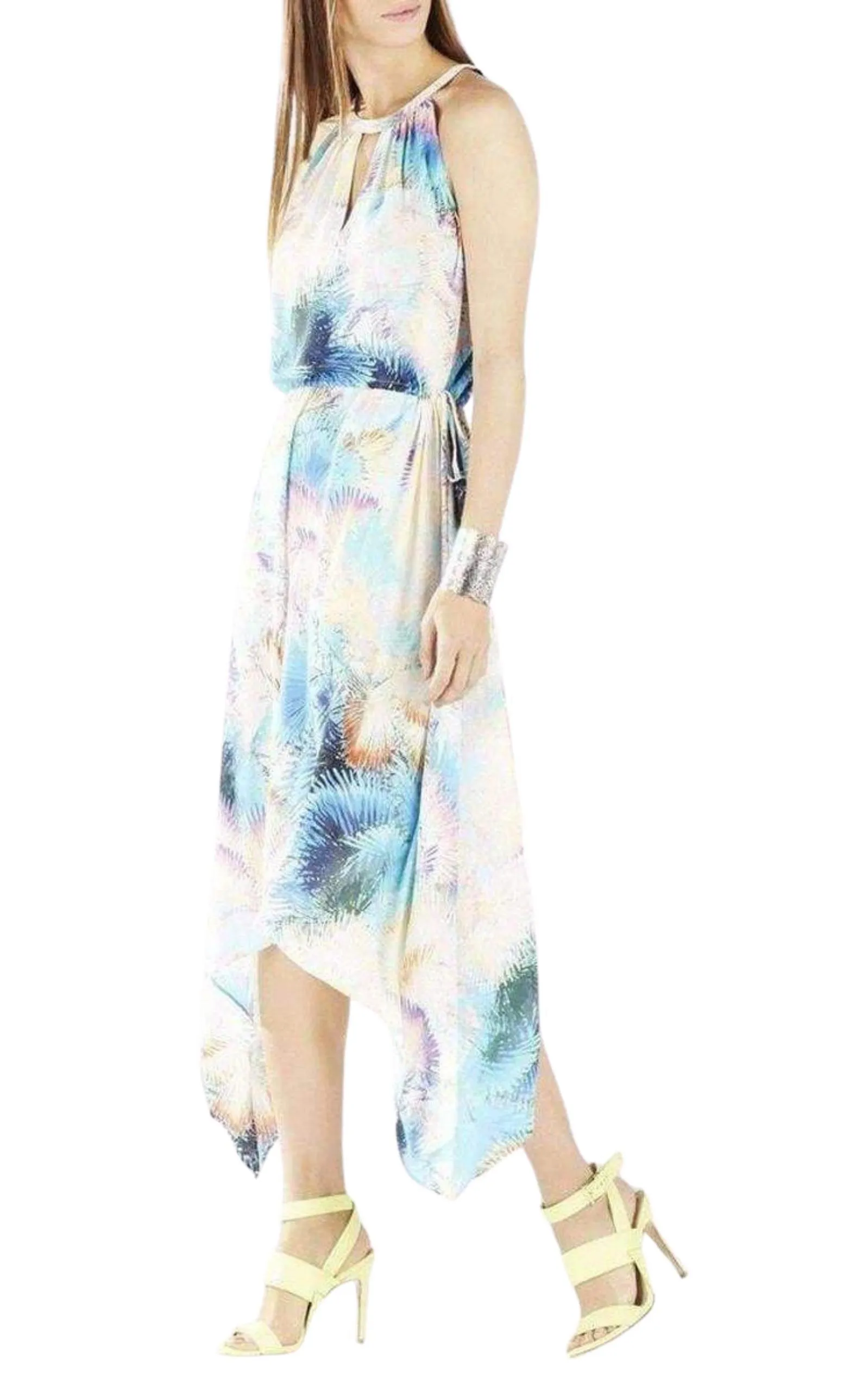 Keelie Printed Waist Tie Halter Dress