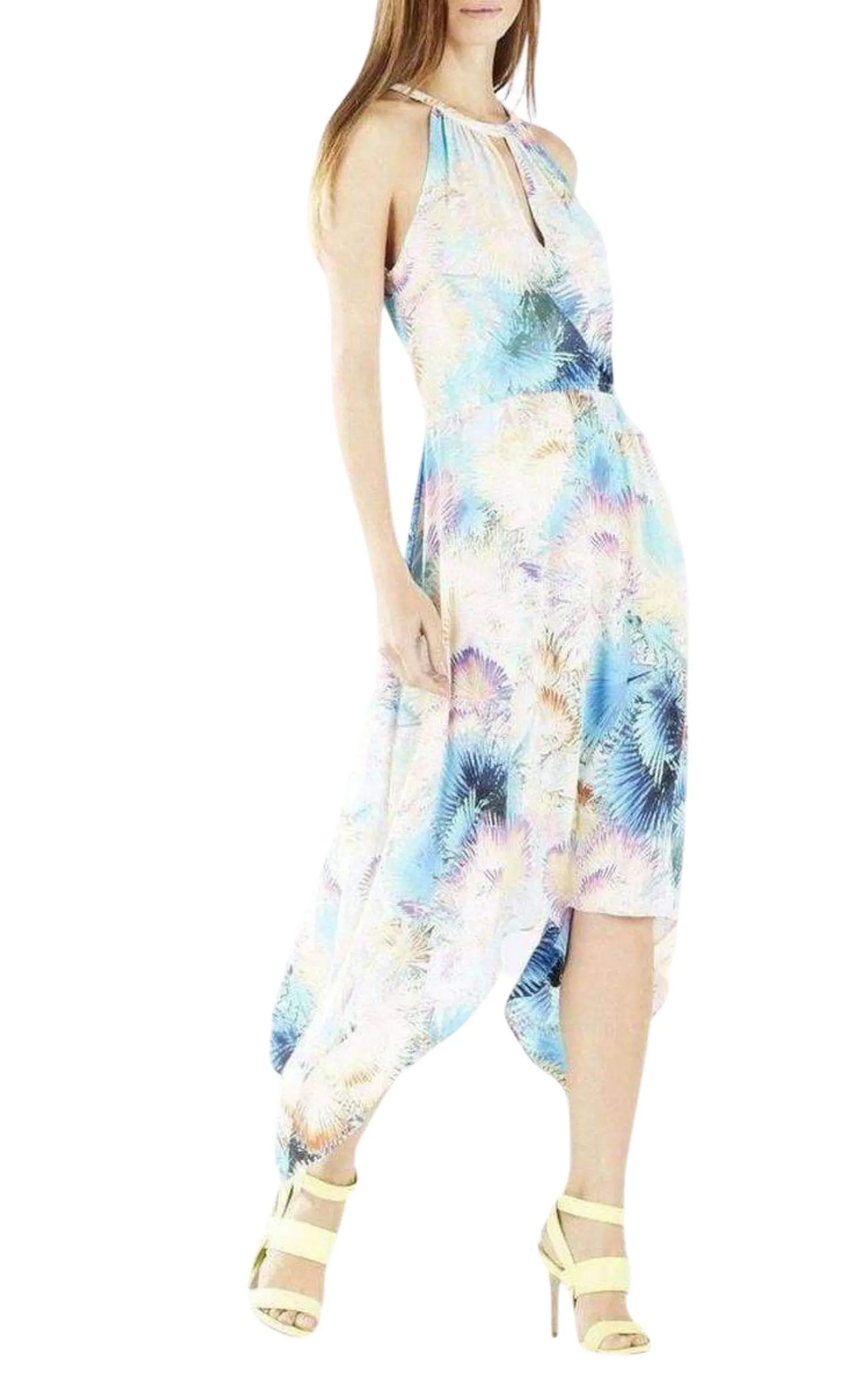 Keelie Printed Waist Tie Halter Dress