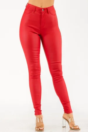 Leather-Look High Rise Stretch Skinny Pant