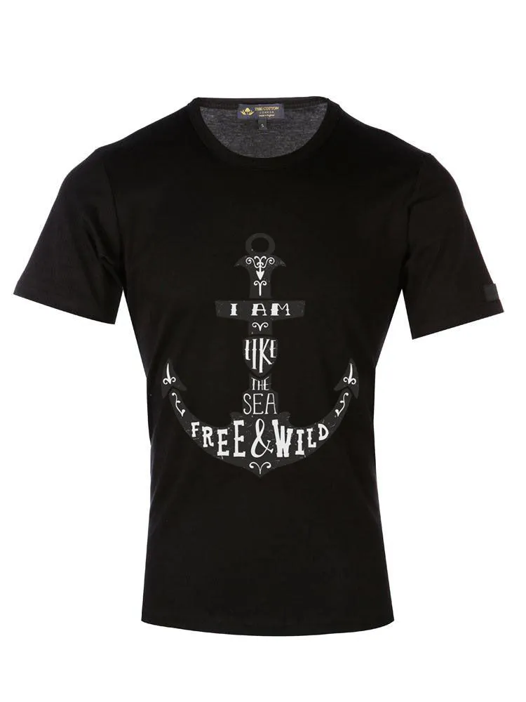 Like a Sea' Attitude Text Black T-Shirt