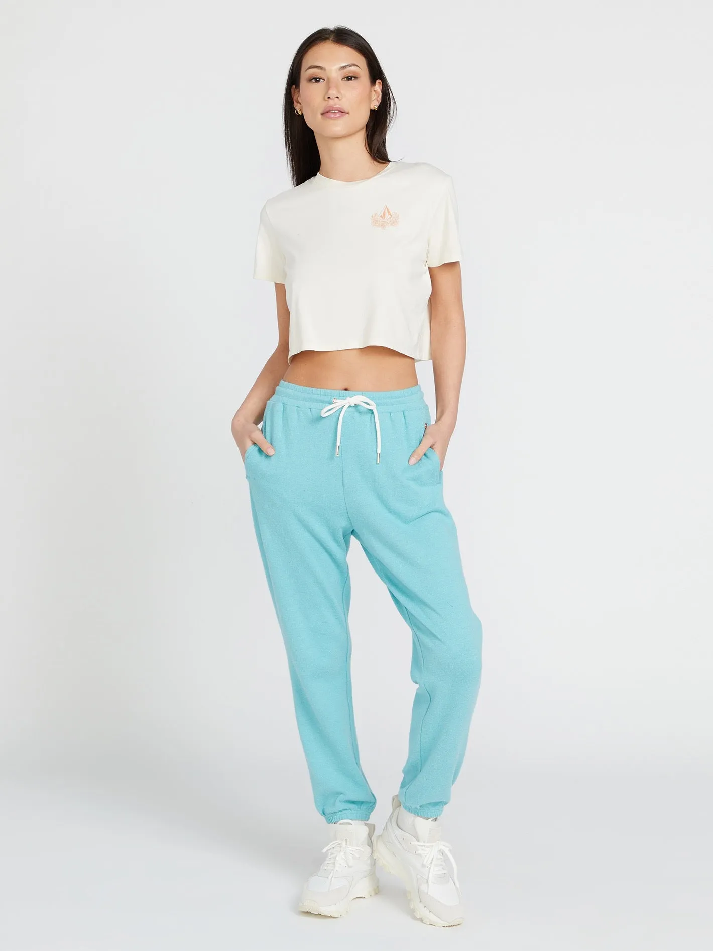 Lived in Lounge Elastic Waist Fleece Pants - Aqua