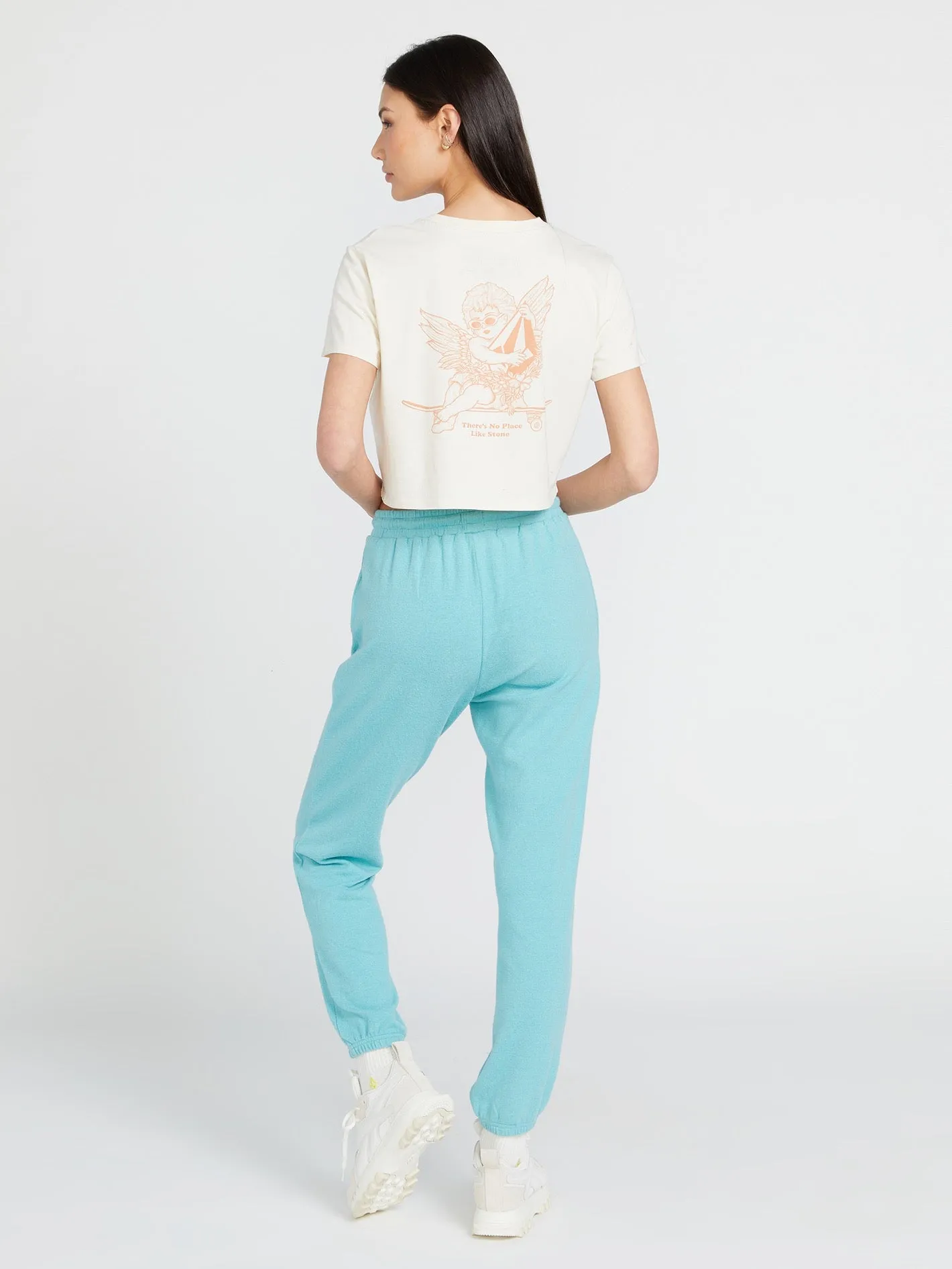 Lived in Lounge Elastic Waist Fleece Pants - Aqua