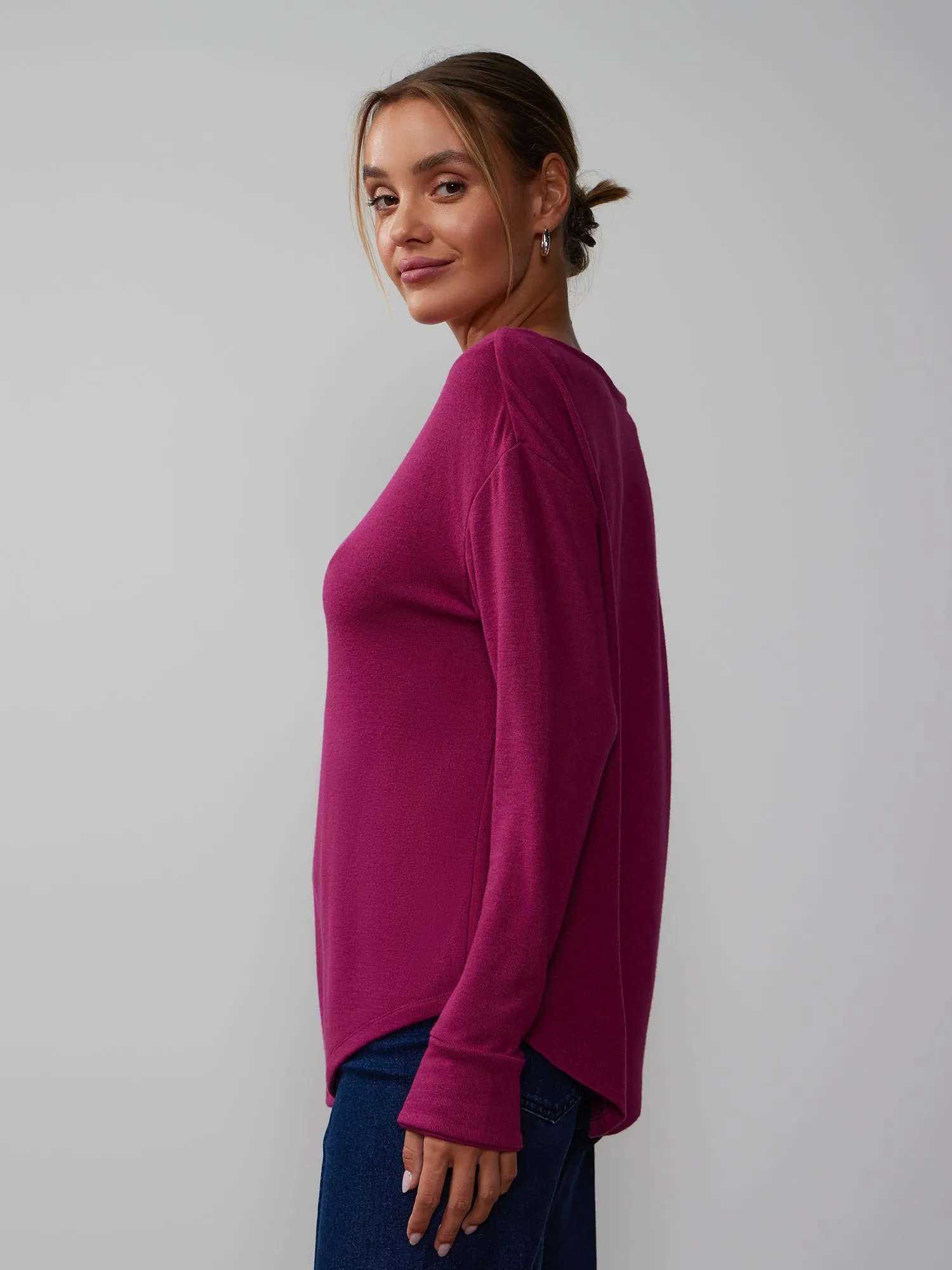 Long Sleeve Off Shoulder Slouchy Fit Top