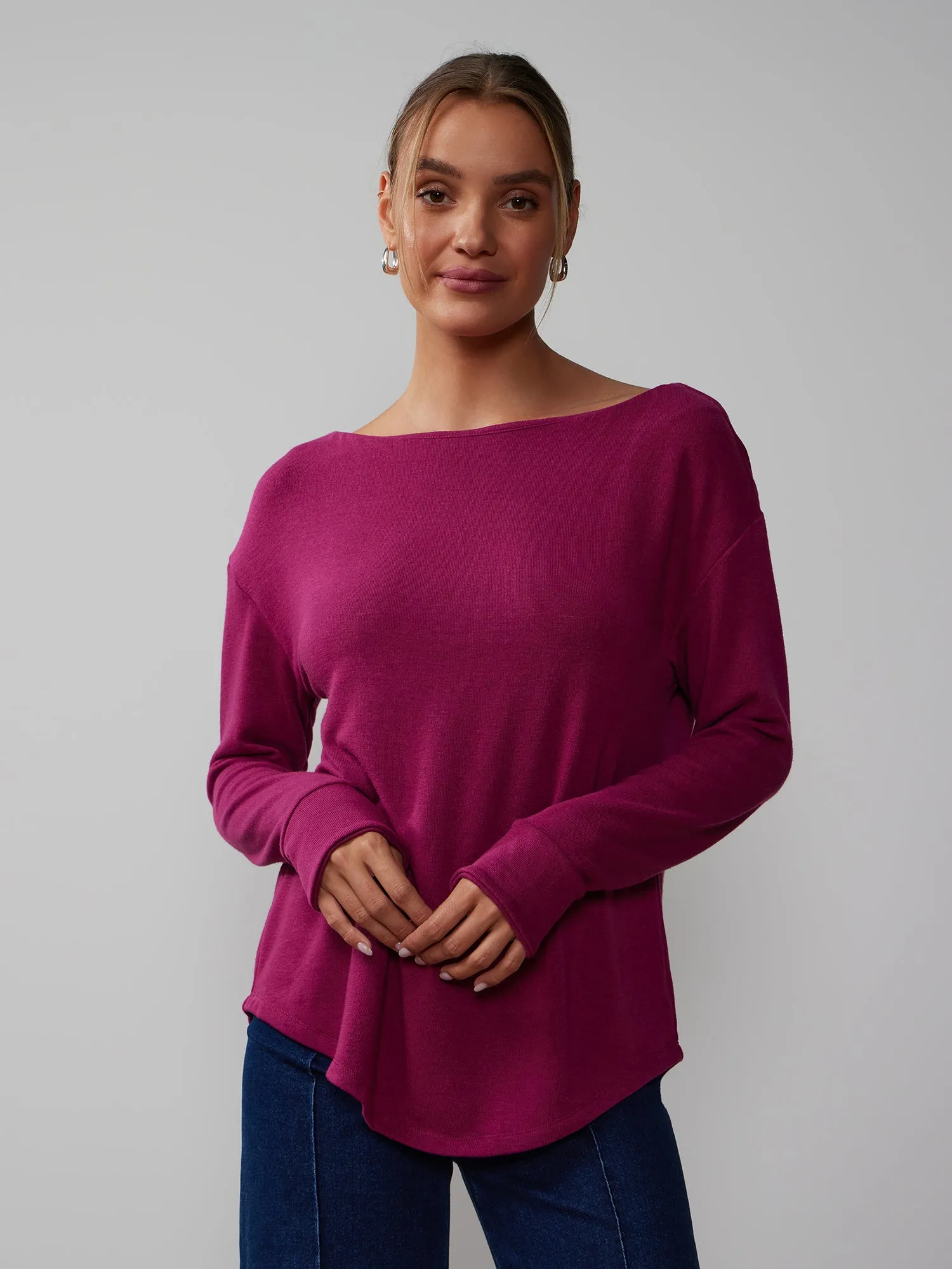 Long Sleeve Off Shoulder Slouchy Fit Top