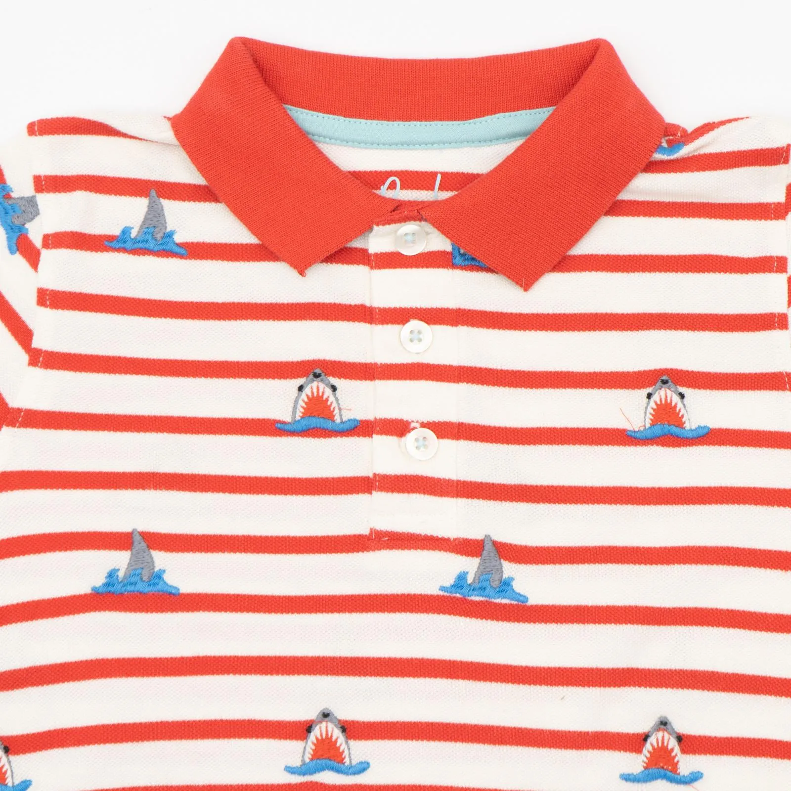 Mini Boden Boys Red Striped Short Sleeve Smart Casual Polo Shirts