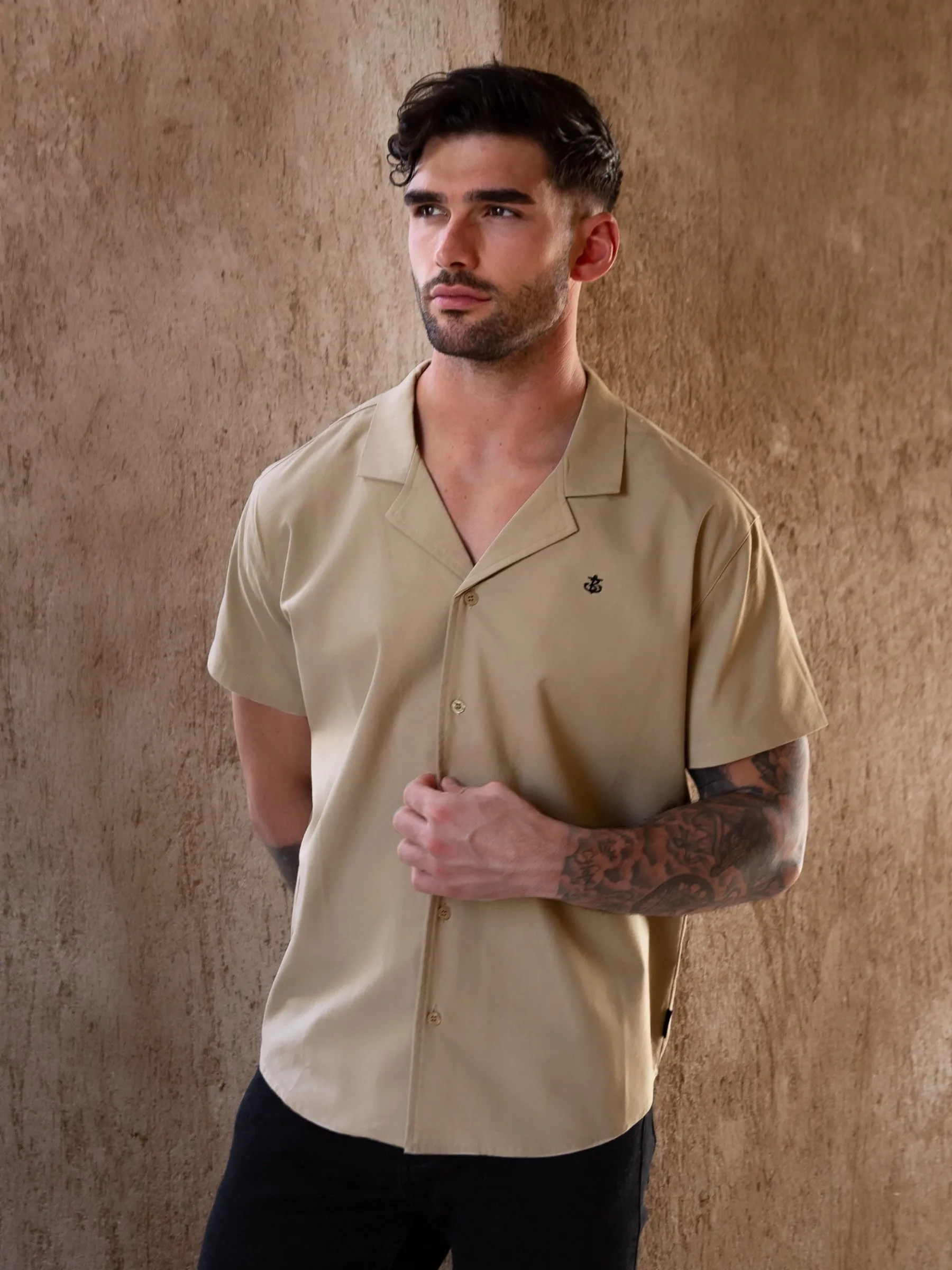 Nador Open Collared Shirt - Tan