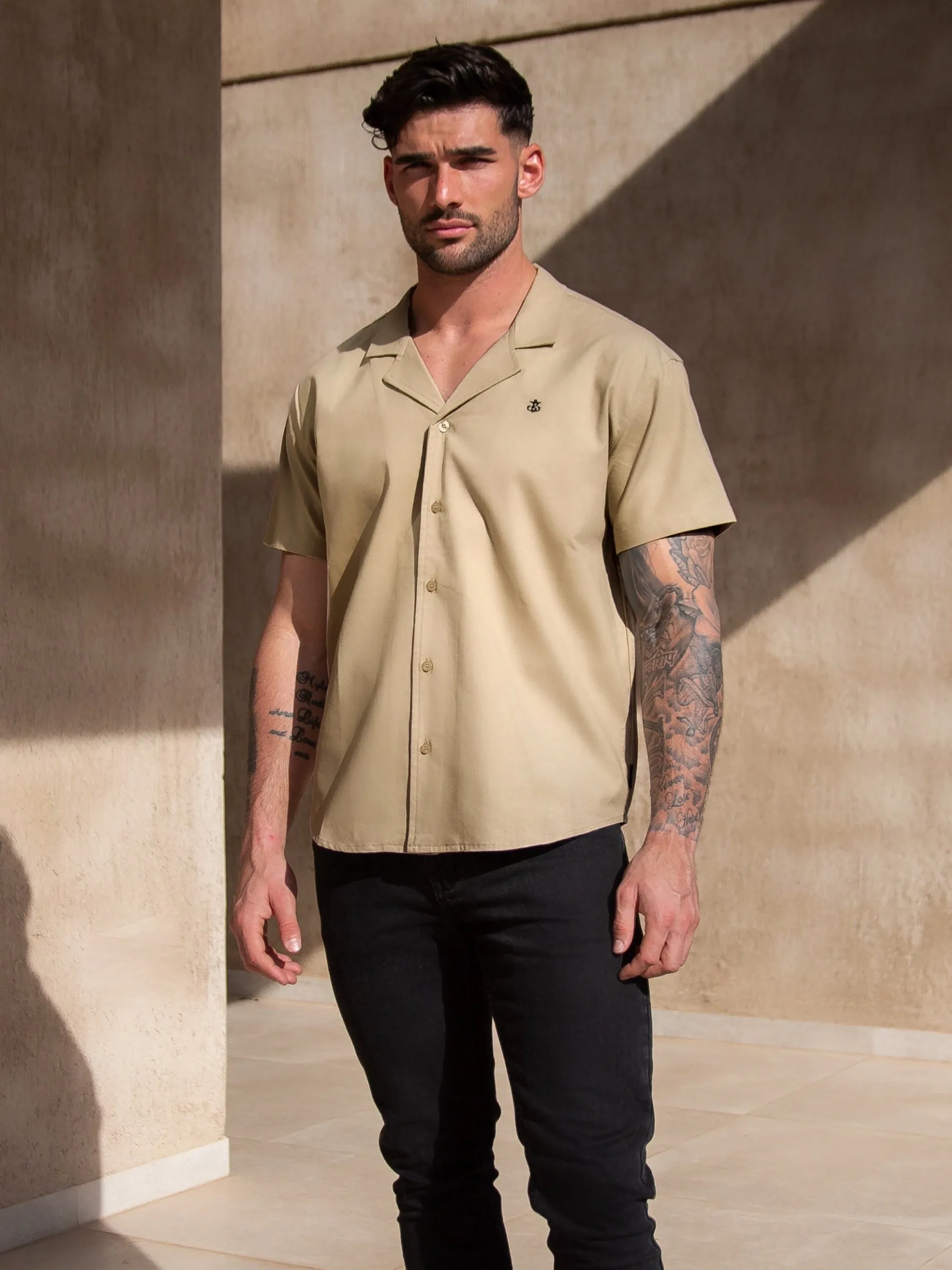 Nador Open Collared Shirt - Tan