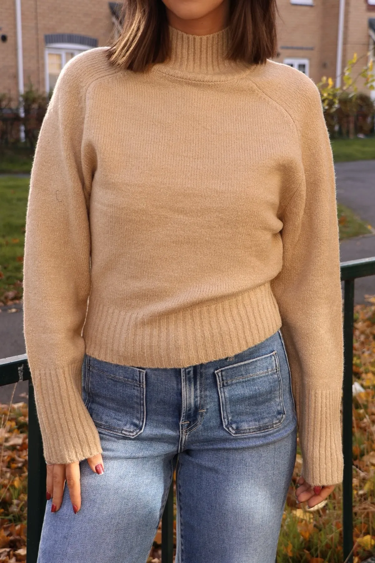 Noel Mock Neck Sweater - Dark Taupe