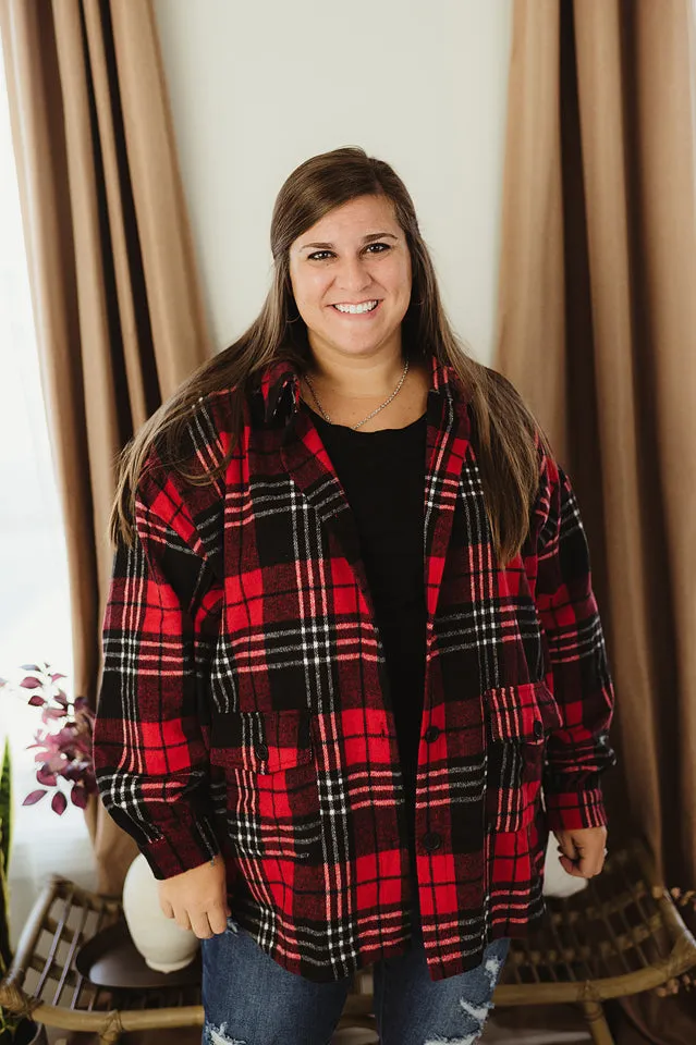 Oversized Plaid Button