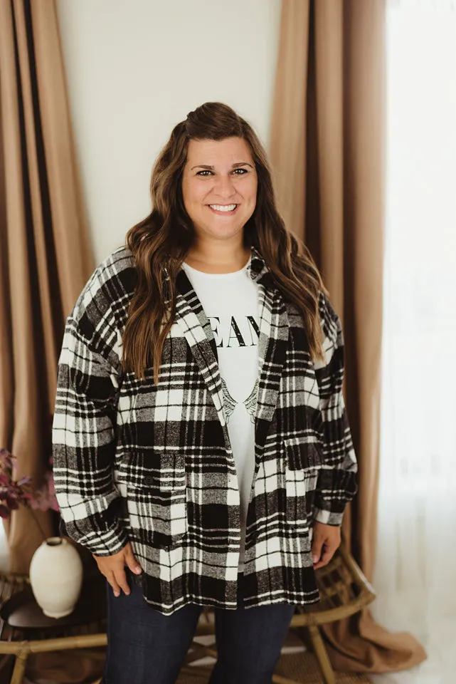 Oversized Plaid Button