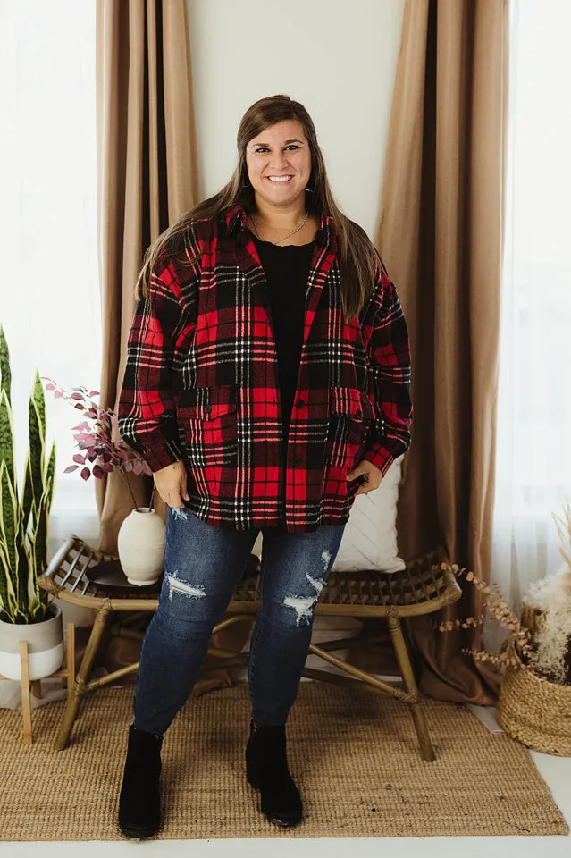 Oversized Plaid Button