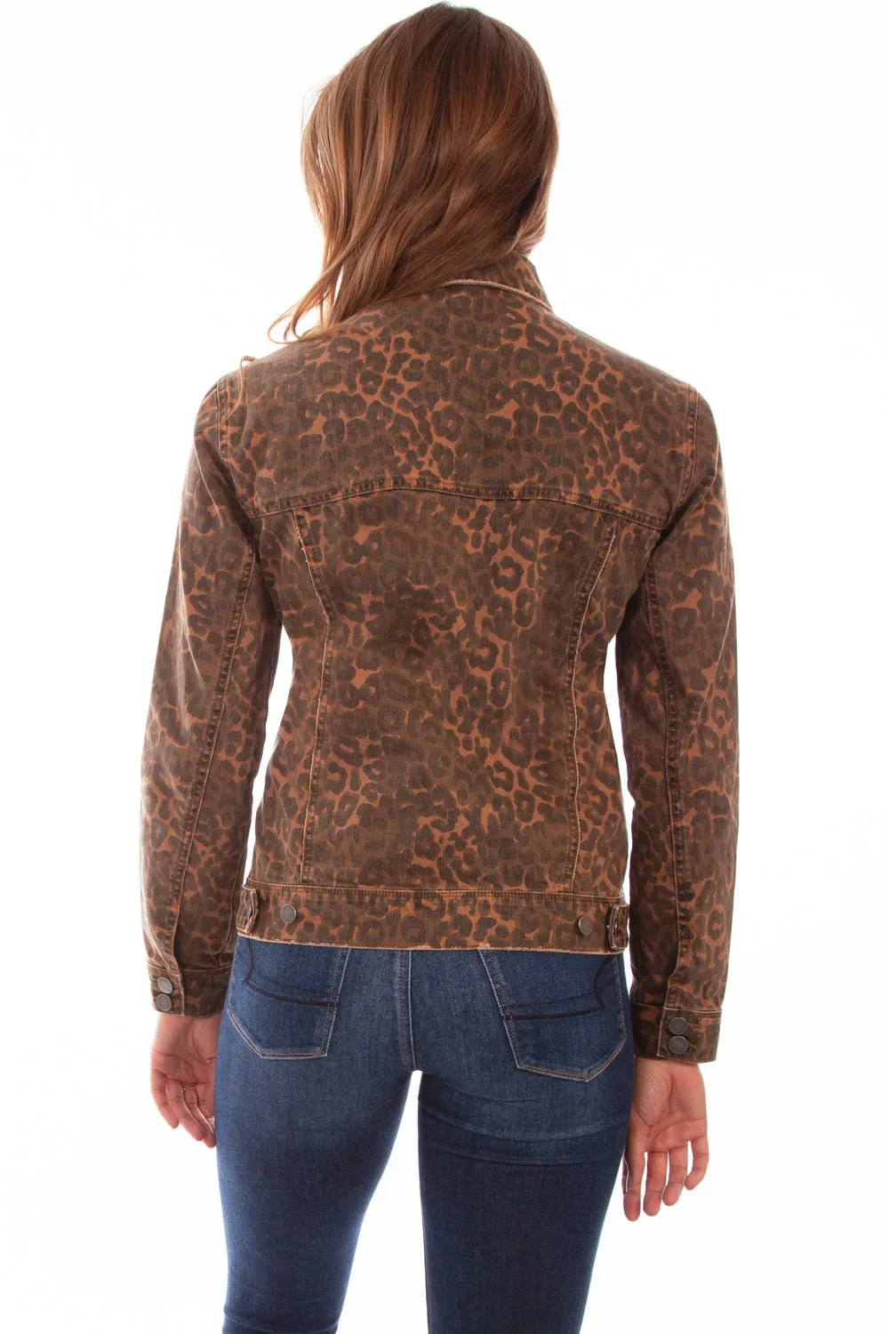 Scully Womens Leopard Cotton Blend Jean Denim Jacket