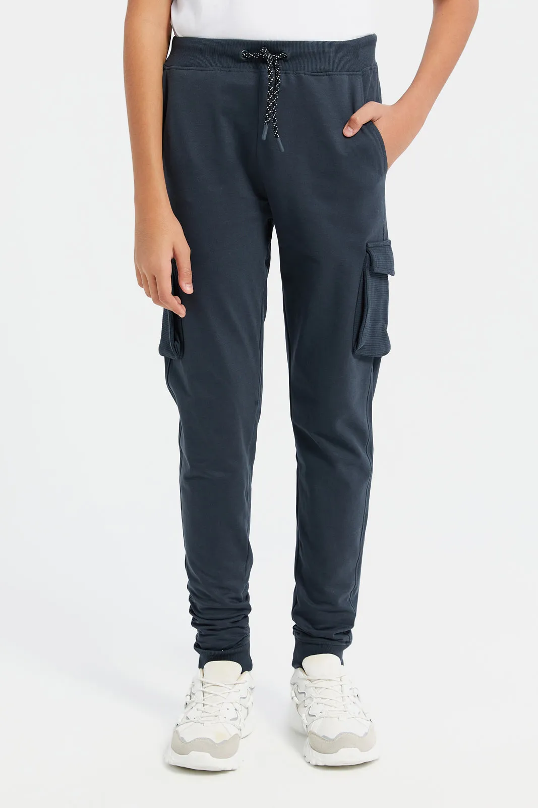 Senior Boys Charcoal Cargo Active Pants