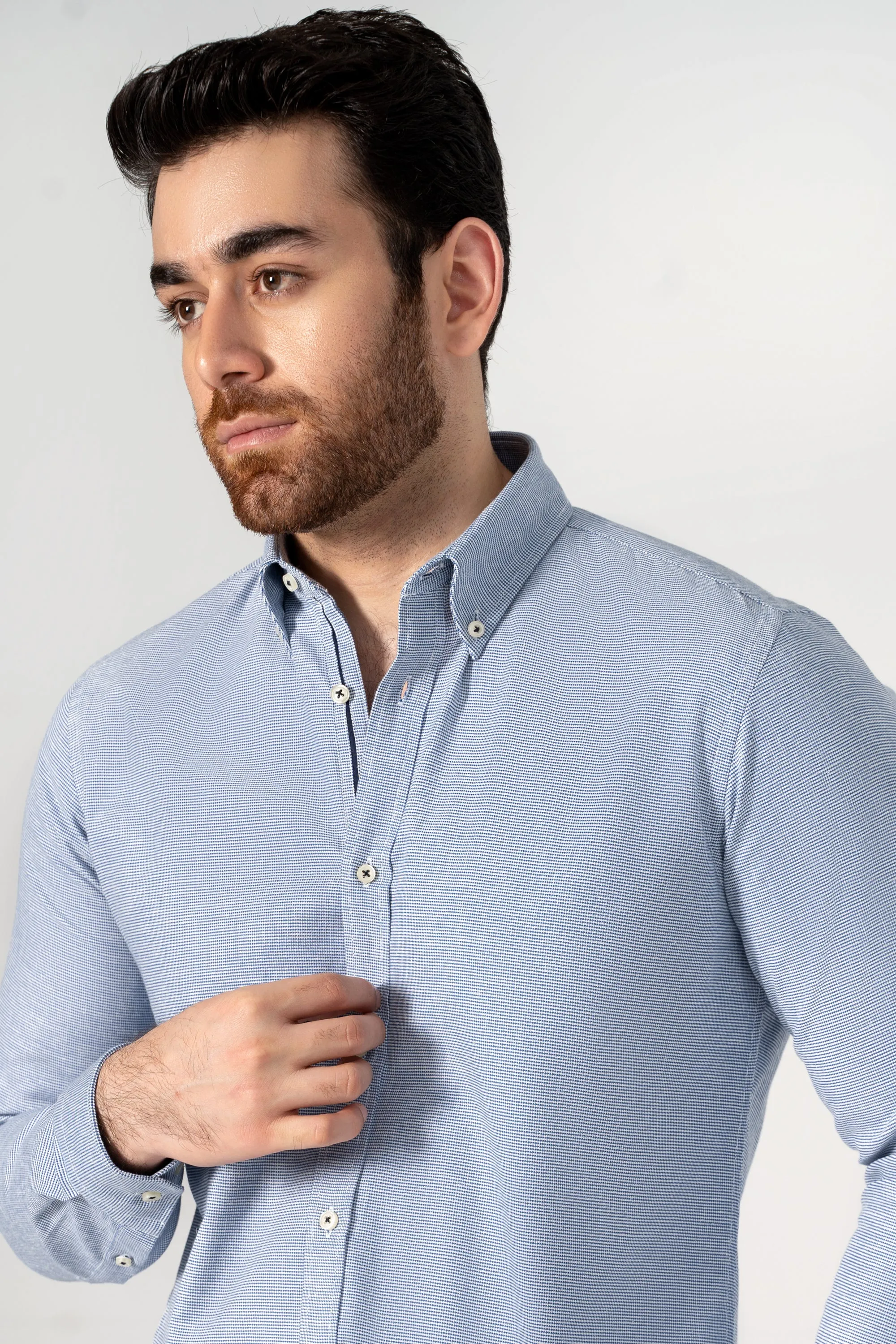 SMART SHIRT BLUE TEXTURED