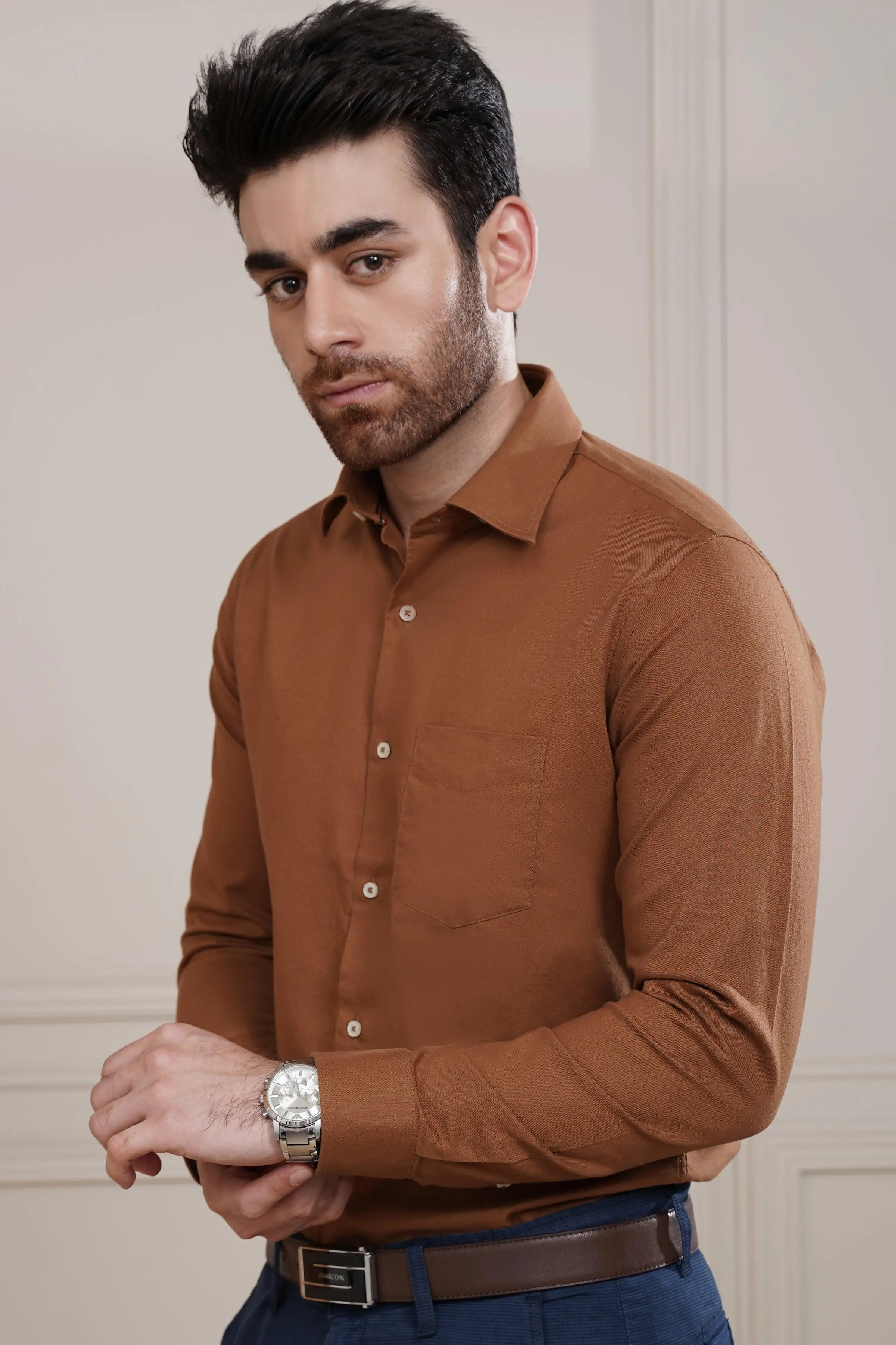 SMART SHIRT CARAMEL BROWN