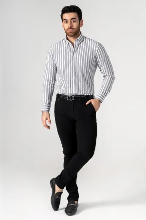 SMART SHIRT GREY WHITE STRIPES