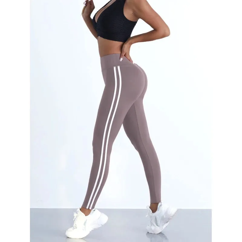 Striped Slim Yoga Leggings Stretchy | Celiat